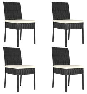 4 db fekete polyrattan kerti étkezőszék
