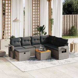 Polyrattan Kerti Ülőgarnitúra - 8 részes - Szürke