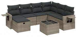 VidaXL Polyrattan Kerti Ülőgarnitúra - 8 részes - Szürke