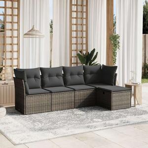 VidaXL Polyrattan Kerti Ülőgarnitúra - 5 részes - Szürke