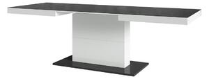 Asztal Austin 282, Fehér, Fényes fekete, Fekete, 78.2x95x165cm, Hosszabbíthatóság, Laminált forgácslap, Edzett üveg