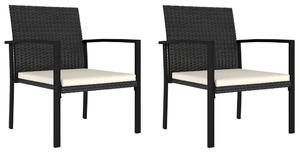 2 db fekete polyrattan kerti étkezőszék
