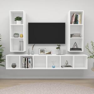 4 db fehér szerelt fa falra szerelhető TV-szekrény