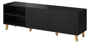 TV-állvány Dicto, Közepes sűrűségű farostlemez, Laminált forgácslap, 52x150x40cm, Fekete, Aranysárga