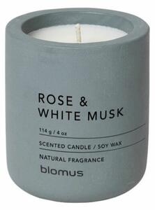 FRAGA S illatos rózsa és fehér pézsma illatú szürkéskék 8cm magas beton illatgyertya