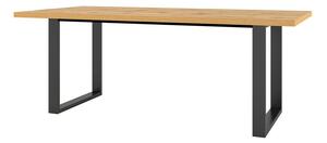 Asztal Austin K104, Fekete, Wotan tölgy, 76x100x200cm, Laminált forgácslap, Fém