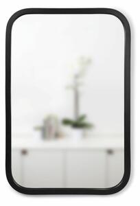 HUB fekete 40x60cm-es gumi peremes lekerekített sarkú fali tükör