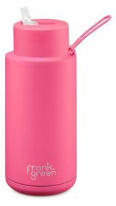 Ceramic Bottle Neon Pink rózsaszín 1000ml-es rozsdamentes acél kerámia bevonatos termosz szívószáltartó sport kupakkal