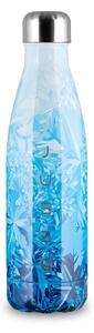 The Bottle Frozen fényes fehér-kék jégvarázs mintás 0,5l-es rozsdamentes acél hőtartó design kulacs