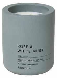 FRAGA M illatos rózsa és fehér pézsma illatú szürkéskék 11cm magas beton illatgyertya