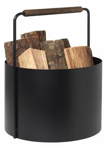 ASHI barna tölgy 35cm átmerőjű fém tűzifa tároló kosár