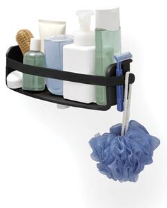 FLEX fekete műanyag tapadókorongos fürdőszoba polc