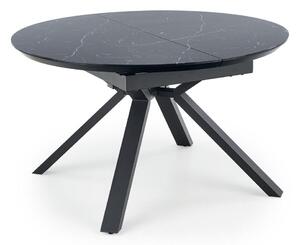 Asztal Houston 1245, Fekete, Fekete márvány, 76cm, Hosszabbíthatóság, Közepes sűrűségű farostlemez, Edzett üveg, Fém