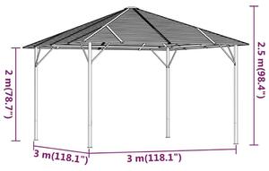 VidaXL antracitszürke pavilon oldalfalakkal és tetővel 3 x 3 m