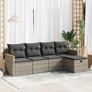 VidaXL Polyrattan Kerti Ülőgarnitúra - 5 részes - Szürke