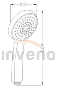 Invena Dafni, 3 funkciós kézi zuhanyfej kerek, króm-fehér, INV-AS-02-002-X