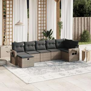 VidaXL Polyrattan Kerti Ülőgarnitúra - 7 részes - Szürke