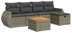 VidaXL Polyrattan Kerti Ülőgarnitúra - 6 részes - Szürke