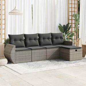 VidaXL 5 részes szürke polyrattan kerti garnitúra