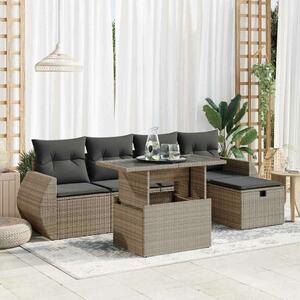 VidaXL Polyrattan Kerti Ülőgarnitúra - 6 részes - Szürke