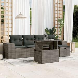 VidaXL Polyrattan Kerti Ülőgarnitúra - 6 részes - Szürke