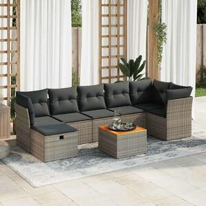 VidaXL Polyrattan Kerti Ülőgarnitúra - 8 részes - Szürke