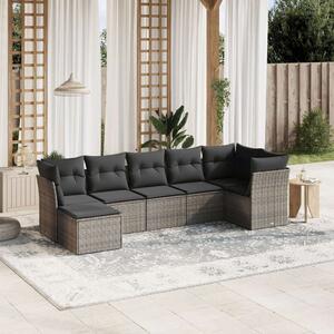 VidaXL Polyrattan Kerti Ülőgarnitúra - 7 részes, Szürke