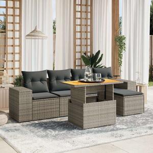 Polyrattan Kerti Ülőgarnitúra - 6 részes - Szürke