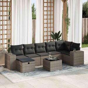 VidaXL Polyrattan Kerti Ülőgarnitúra - 8 részes - Szürke