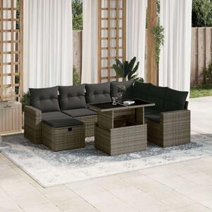 VidaXL Polyrattan Kerti Ülőgarnitúra - 8 részes - Szürke