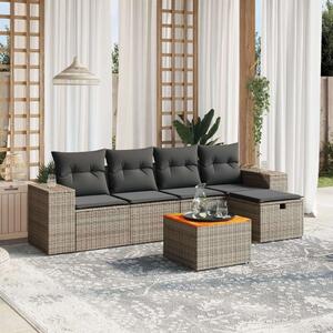Polyrattan Kerti Ülőgarnitúra - 6 részes - Szürke
