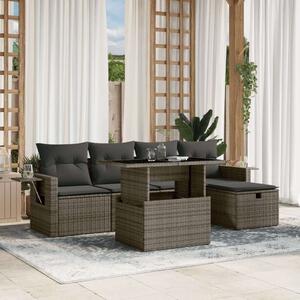 VidaXL Polyrattan Kerti Ülőgarnitúra - 6 részes - Szürke