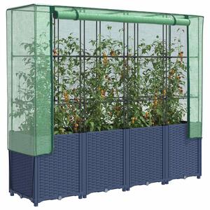 Rattan hatású magaságyás üvegháztakaróval 160 x 40 x 153 cm