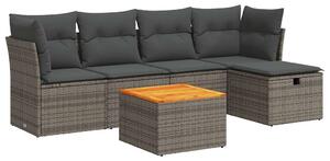 VidaXL 6 részes szürke polyrattan kerti ülőgarnitúra párnákkal