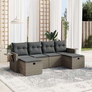 VidaXL Polyrattan Kerti Ülőgarnitúra - 6 részes - Szürke