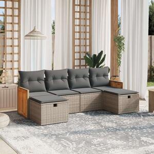 Polyrattan Kerti Ülőgarnitúra - 6 részes - Szürke