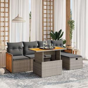 Polyrattan Kerti Ülőgarnitúra - 6 részes szett