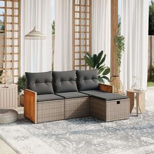 VidaXL Polyrattan Kerti Ülőgarnitúra - 4 Részes - Szürke