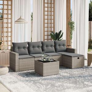 VidaXL Polyrattan Kerti Ülőgarnitúra - 6 részes - Szürke