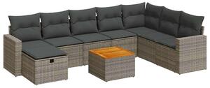 VidaXL 9 részes szürke polyrattan kerti ülőgarnitúra