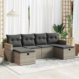 VidaXL Polyrattan Kerti Ülőgarnitúra - 6 részes - Szürke