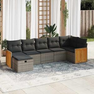 VidaXL Polyrattan Kerti Ülőgarnitúra - 7 részes - Szürke