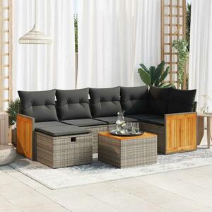 VidaXL Polyrattan Kerti Ülőgarnitúra - 7 részes - Szürke