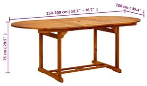 VidaXL tömör akácfa kerti asztal 200 x 100 x 75 cm