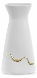 Ebru1 kerámia váza Fehér/arany 20x12x38 cm