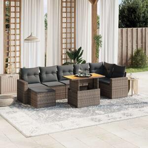 VidaXL Polyrattan Kerti Ülőgarnitúra - 8 részes - Szürke