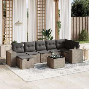 VidaXL Polyrattan Kerti Ülőgarnitúra - 8 részes - Szürke
