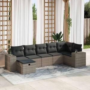 VidaXL Polyrattan Kerti Ülőgarnitúra - 7 részes - Szürke