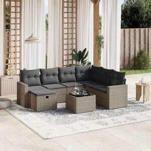VidaXL Polyrattan Kerti Ülőgarnitúra - 8 részes - Szürke
