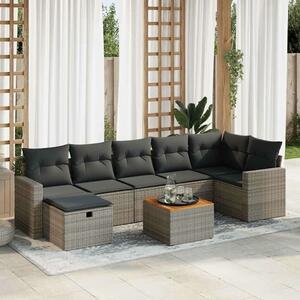 VidaXL Polyrattan Kerti Ülőgarnitúra - 8 részes - Szürke